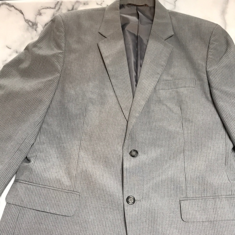 Merona 44R light grey pinstriped suit